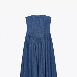 Zara TRF  Denim midi Strapless Dress